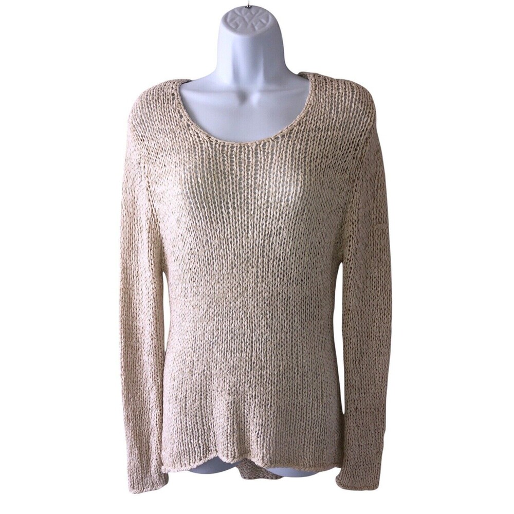 Sans Souci Women Beige Knit Pullover Sweater Medium